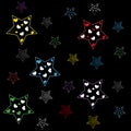 Multicolored stars on a black background